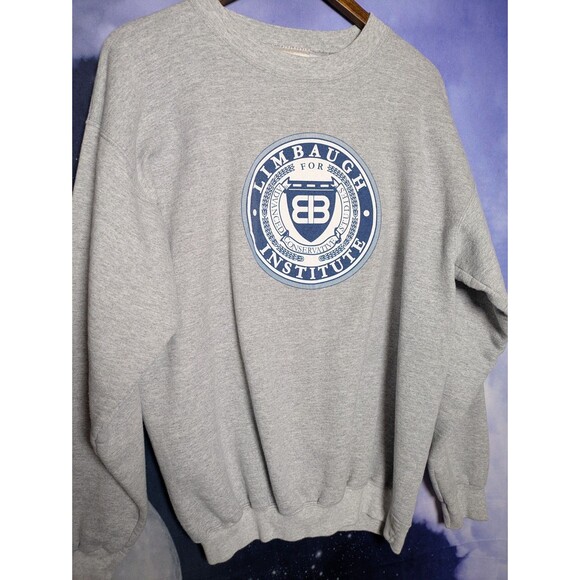 Vintage Limbaugh Institute Crewneck Sweatshirt Size M Gray Retro Americana USA - Picture 1 of 8